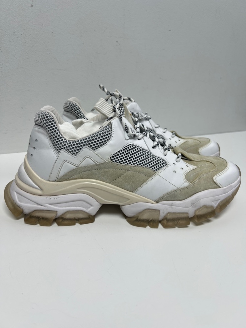 Moncler White and Beige Chunky Sneakers